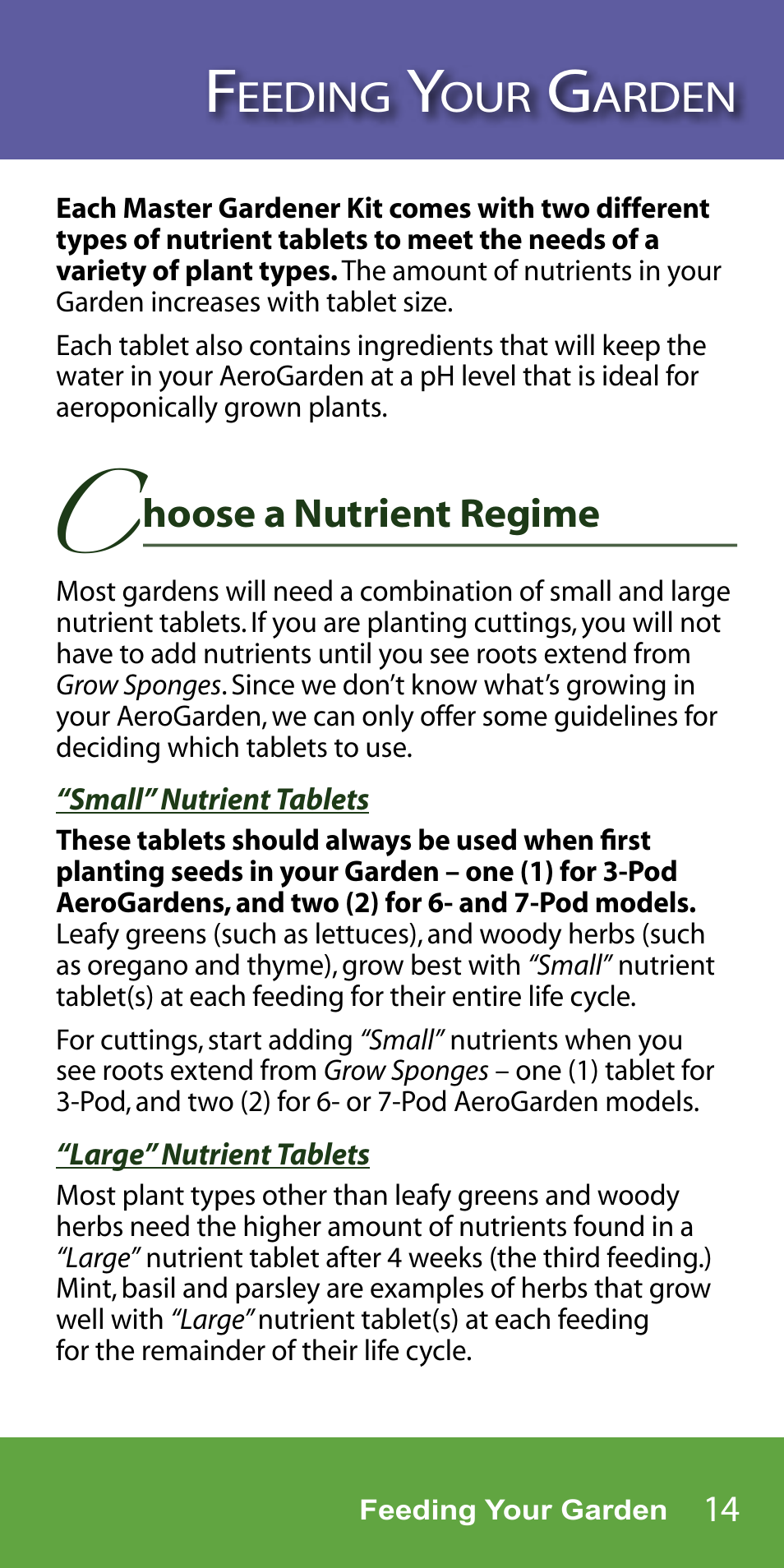 Eeding, Arden, Hoose a nutrient regime | AeroGarden 7-Pod User Manual | Page 15 / 32