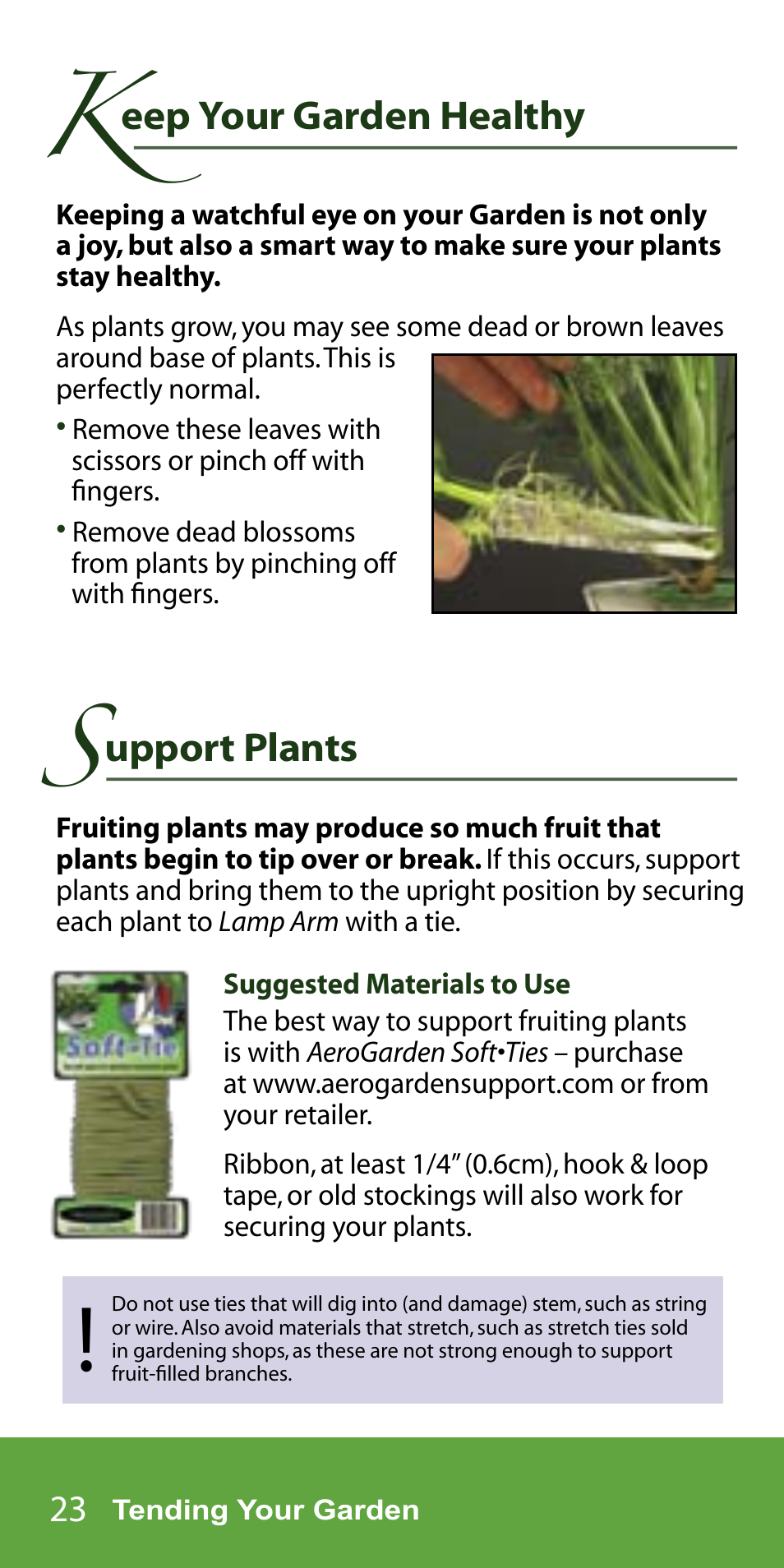 Eep your garden healthy, Upport plants | AeroGarden 7-Pod User Manual | Page 24 / 32