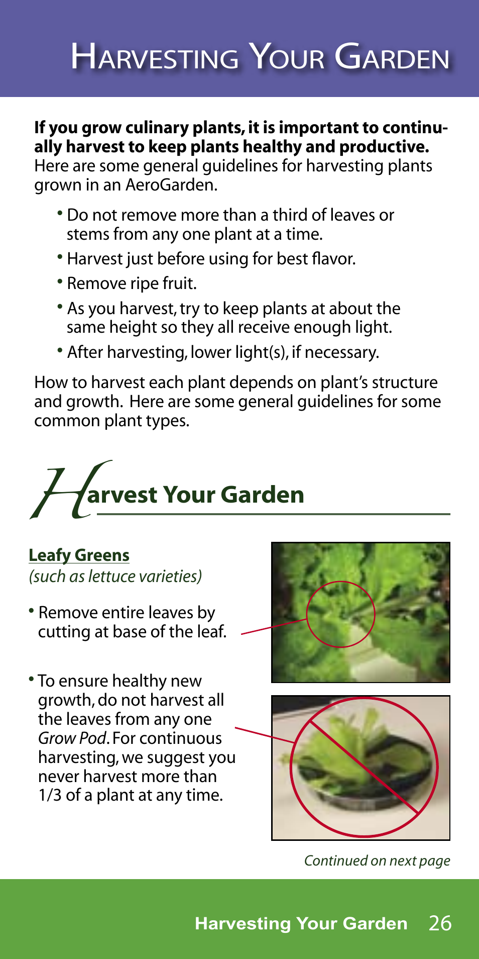 Arvesting, Arden, Arvest your garden | AeroGarden 7-Pod User Manual | Page 27 / 32
