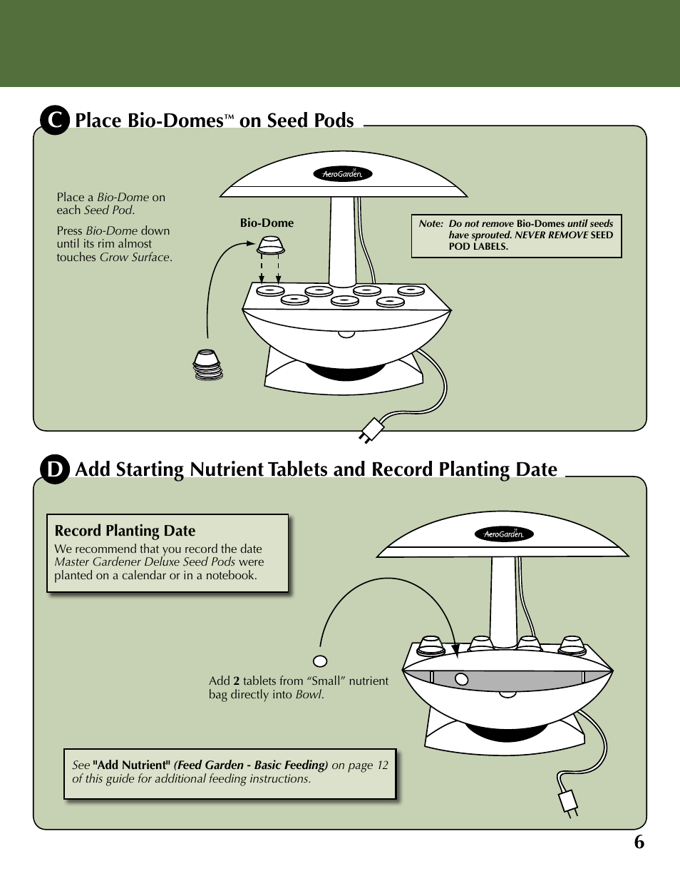 Place bio-domes, On seed pods | AeroGarden Deluxe 100733-WHT User Manual | Page 7 / 16