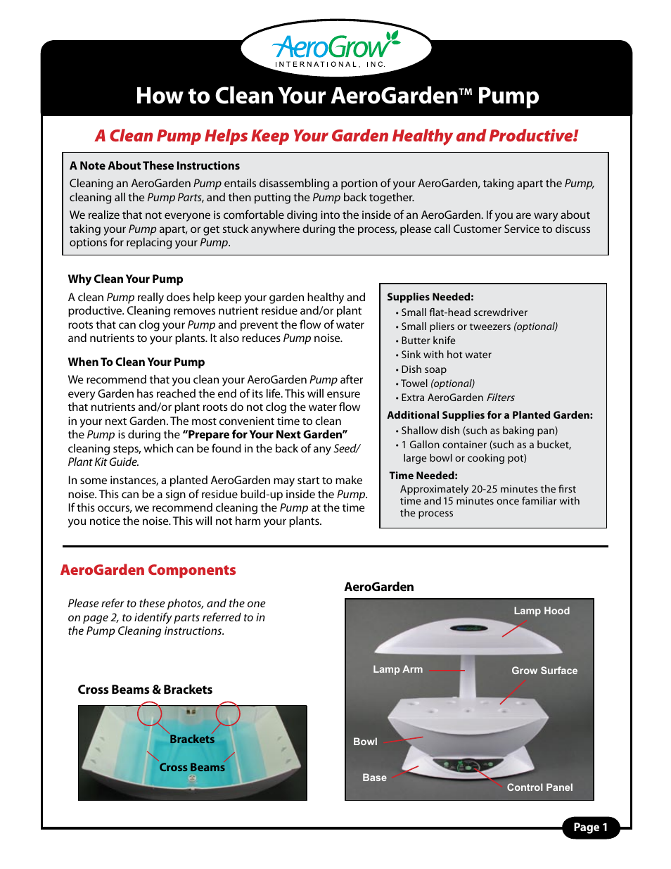 AeroGarden PRO User Manual | 8 pages