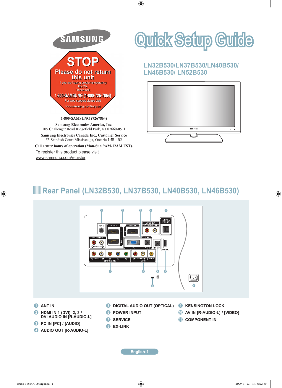 Samsung LN32B530P7FXZA User Manual | 20 pages