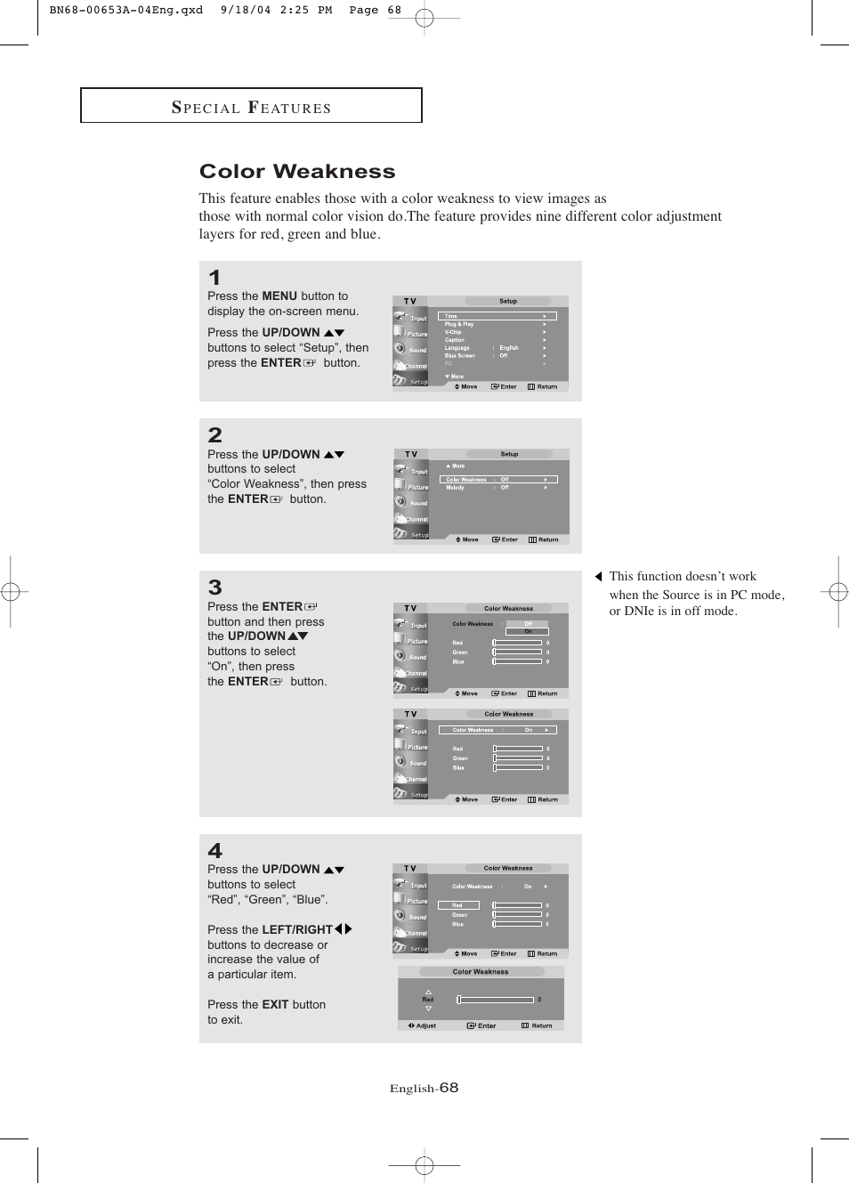 Color weakness | Samsung LTP326WX-XAA User Manual | Page 73 / 91