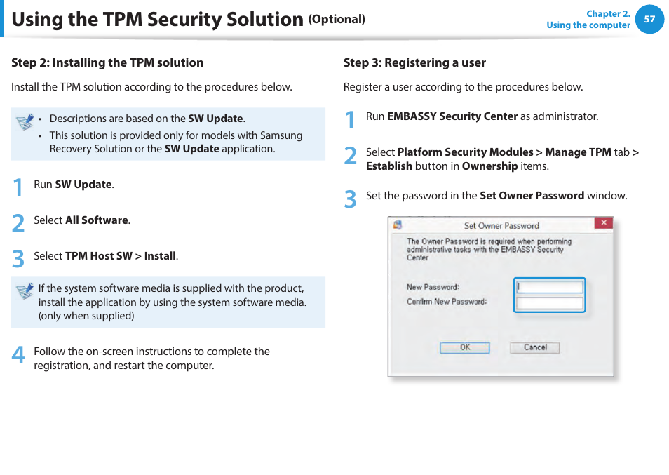 Using the tpm security solution | Samsung NP940X5J-K01US User Manual | Page 58 / 115