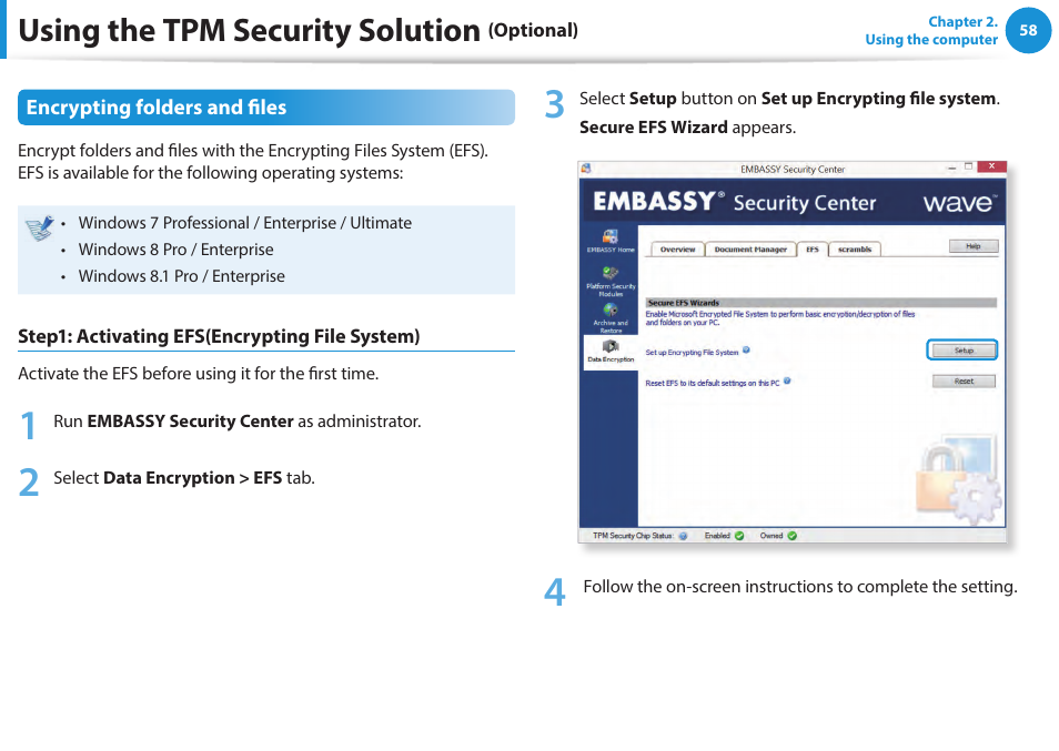 Using the tpm security solution | Samsung NP940X5J-K01US User Manual | Page 59 / 115