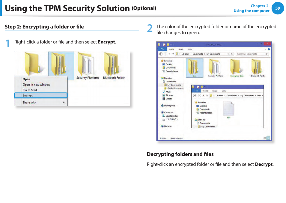 Using the tpm security solution | Samsung NP940X5J-K01US User Manual | Page 60 / 115