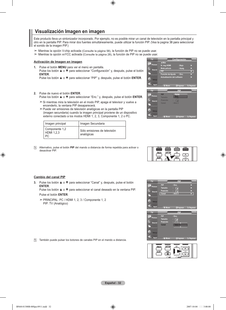 Visualización imagen en imagen | Samsung LNT7081FX-XAA User Manual | Page 210 / 266