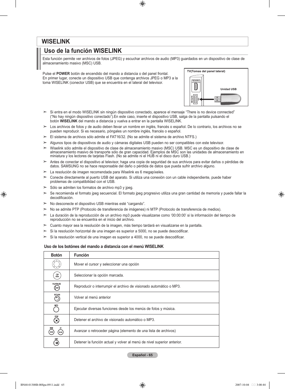 Wiselink, Uso de la función wiselink | Samsung LNT7081FX-XAA User Manual | Page 243 / 266