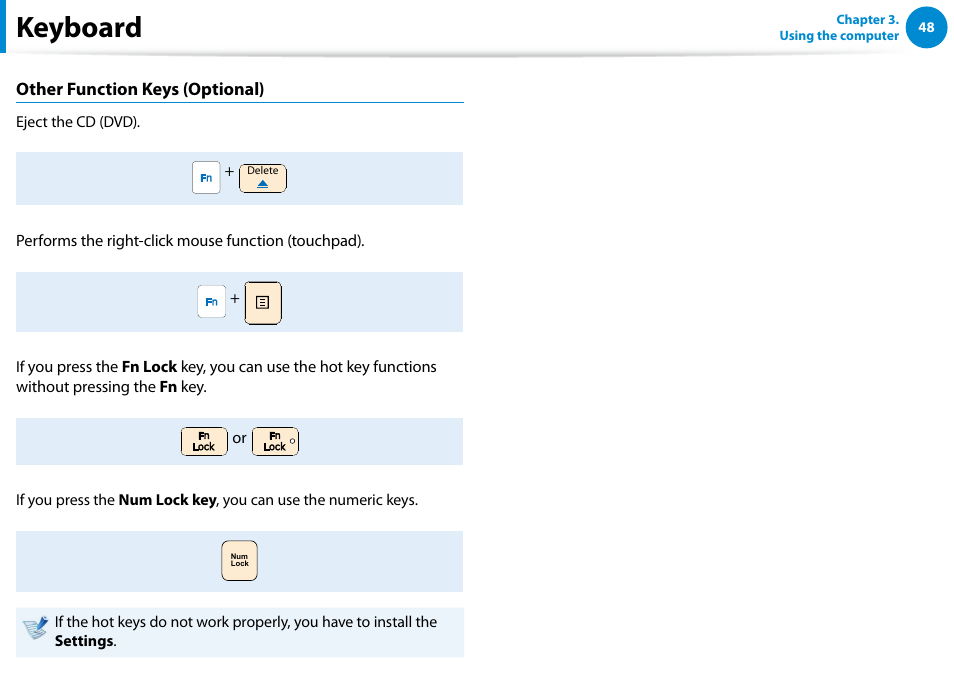 Keyboard | Samsung NP700Z5A-S09US User Manual | Page 49 / 156