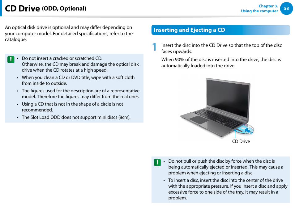 Cd drive (odd, optional), Cd drive, Odd, optional) | Samsung NP700Z5A-S09US User Manual | Page 54 / 156