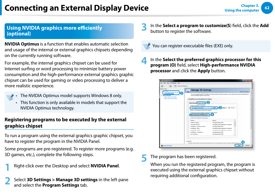 Connecting an external display device | Samsung NP700Z5A-S09US User Manual | Page 63 / 156