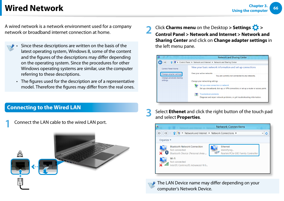 Wired network | Samsung NP700Z5A-S09US User Manual | Page 67 / 156