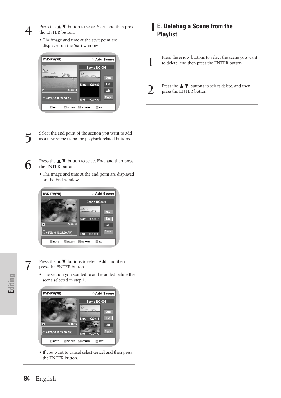 Editing | Samsung DVD-VR300-XAA User Manual | Page 84 / 97