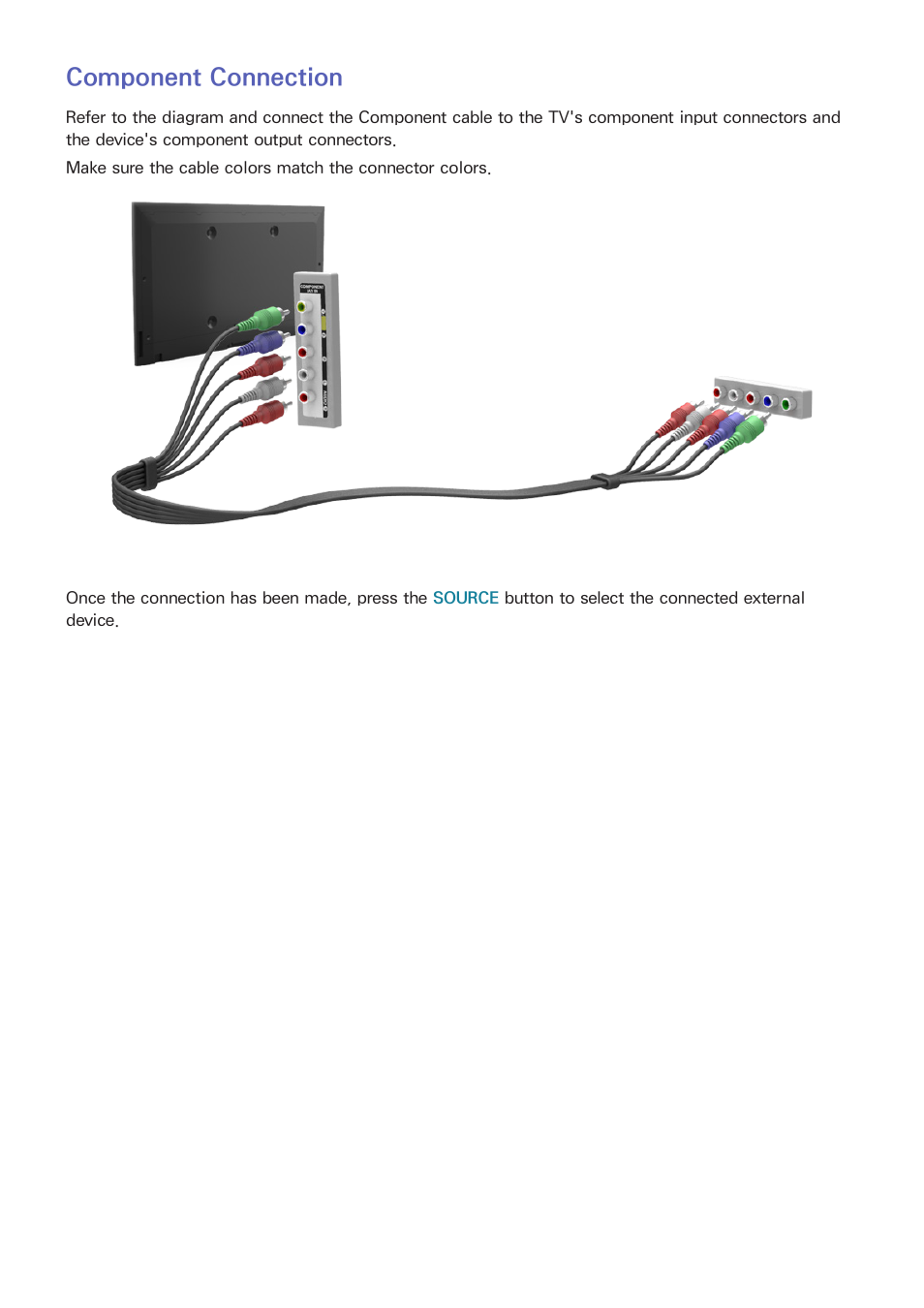 Component connection | Samsung UN55HU7200FXZA User Manual | Page 16 / 230