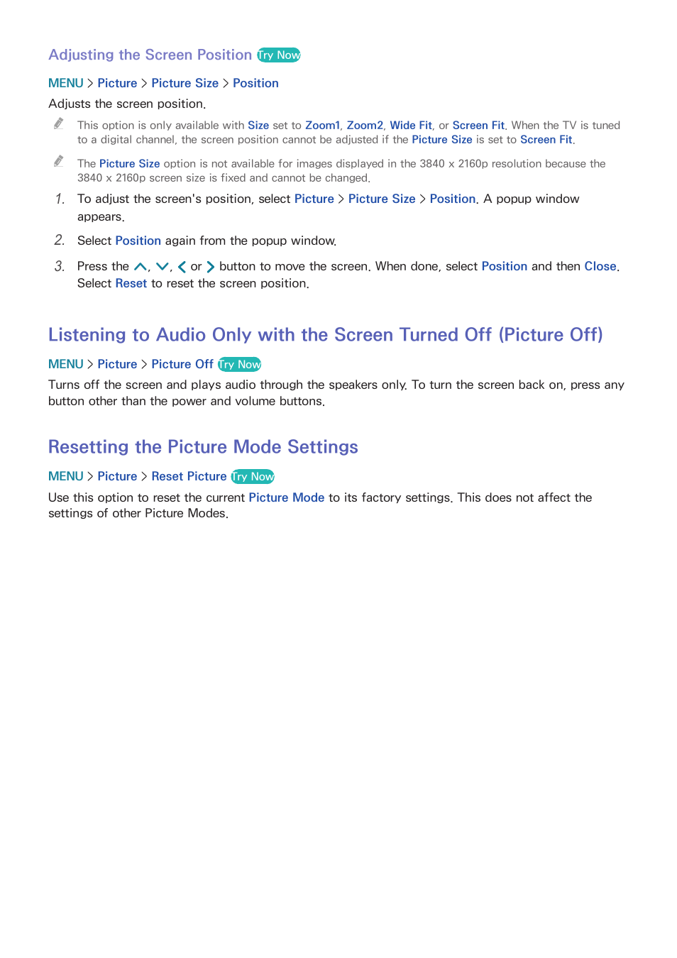 Picture off), 159 resetting the picture mode settings, Resetting the picture mode settings | Samsung UN55HU7200FXZA User Manual | Page 165 / 230