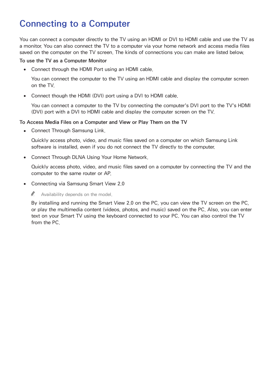 Connecting to a computer | Samsung UN55HU7200FXZA User Manual | Page 21 / 230