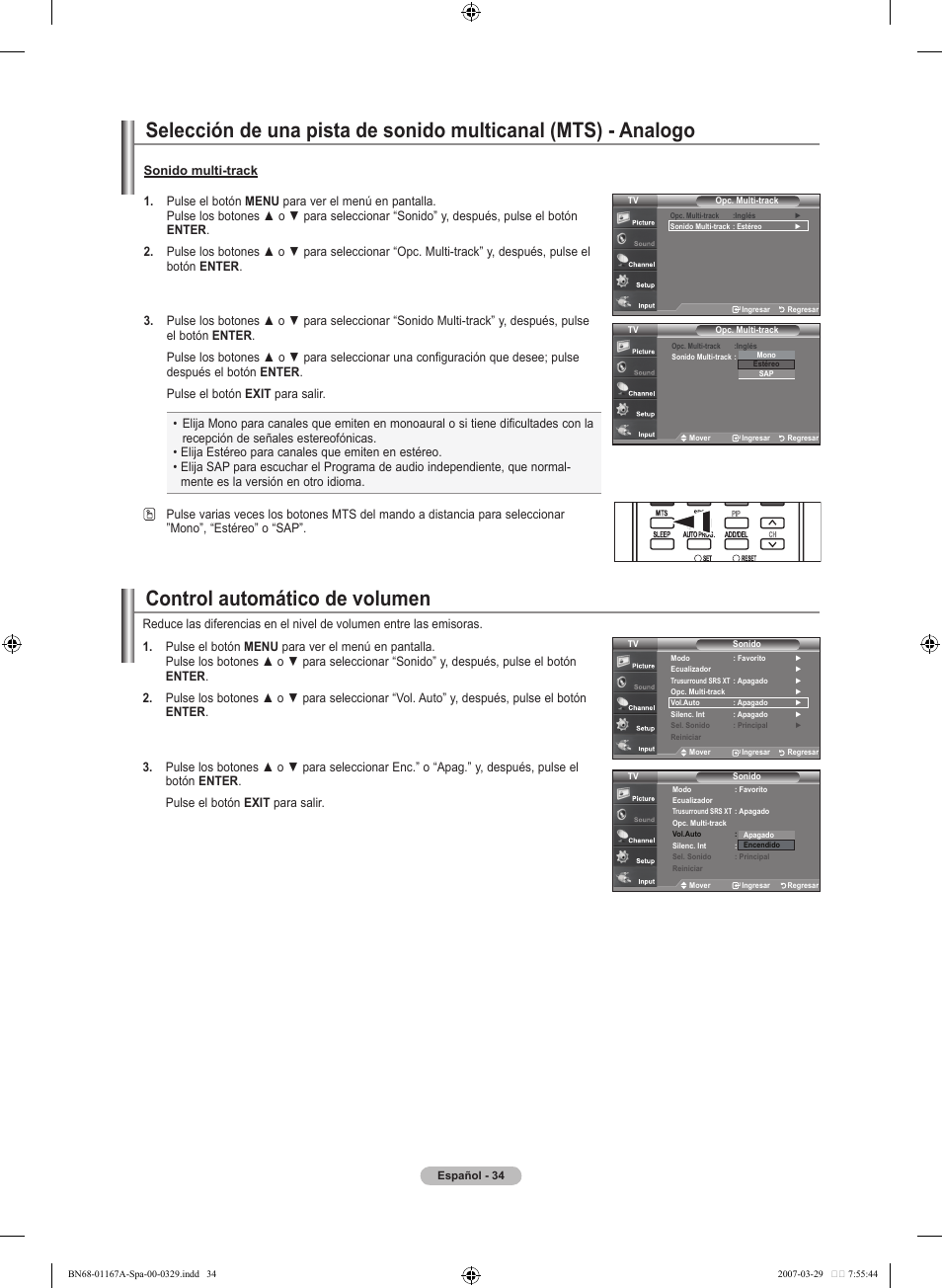Control automático de volumen | Samsung LNT4042HX-XAA User Manual | Page 112 / 147