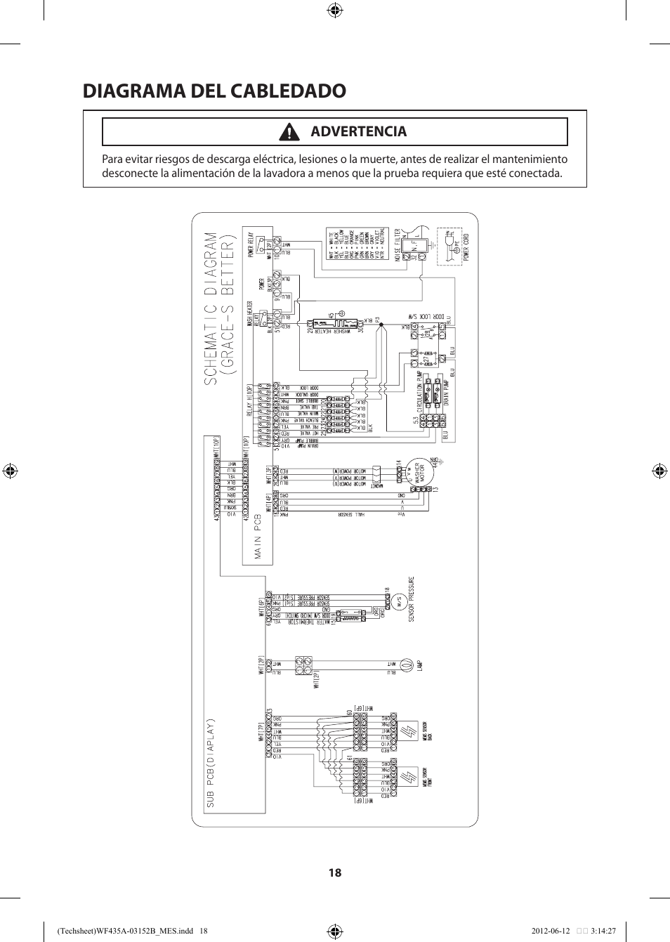 Diagrama del cabledado | Samsung WF435ATGJWR-A1 User Manual | Page 58 / 60
