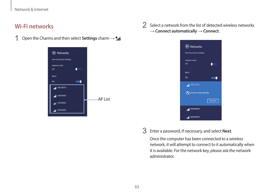 Wi-fi networks | Samsung NP940X3G-S02US User Manual | Page 63 / 149