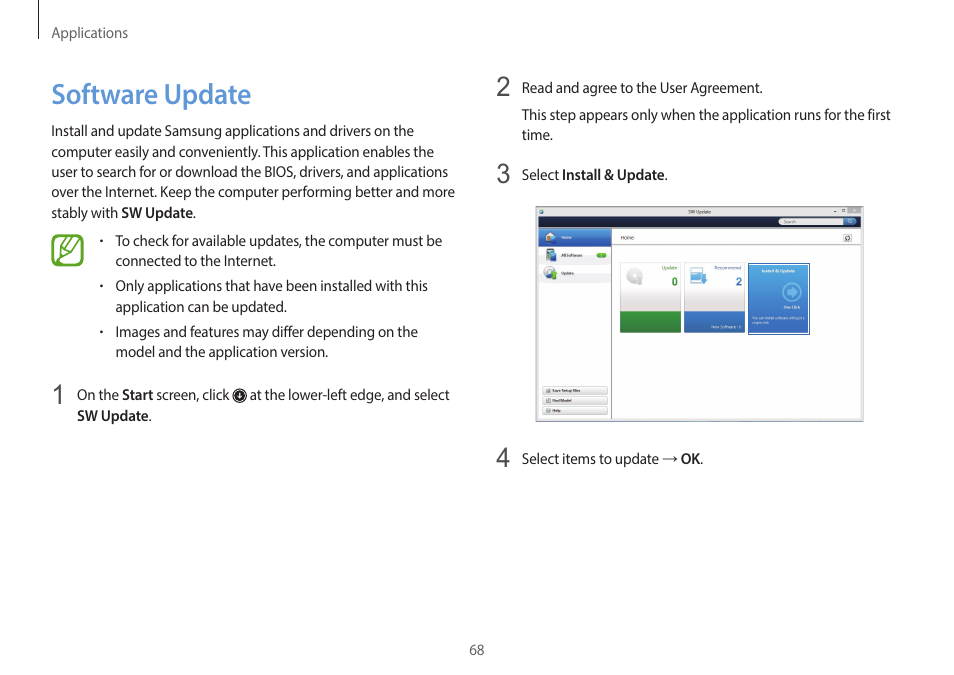 Software update, 68 software update | Samsung NP940X3G-S02US User Manual | Page 68 / 149