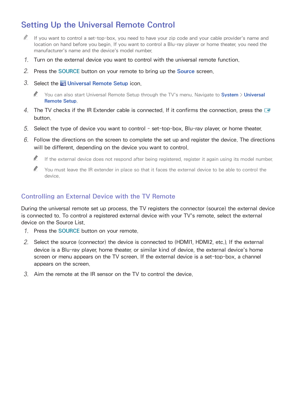 Setting up the universal remote control | Samsung UN24H4500AFXZA User Manual | Page 23 / 146