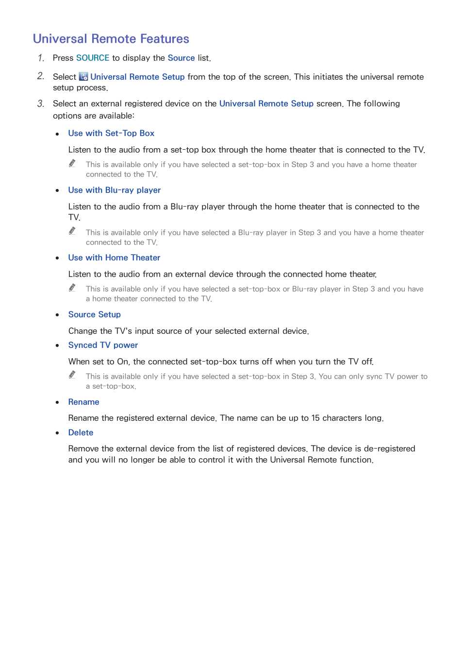 Universal remote features | Samsung UN24H4500AFXZA User Manual | Page 24 / 146