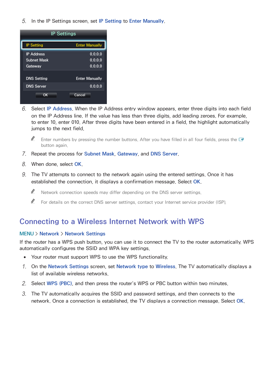 Connecting to a wireless internet network with wps | Samsung UN24H4500AFXZA User Manual | Page 35 / 146