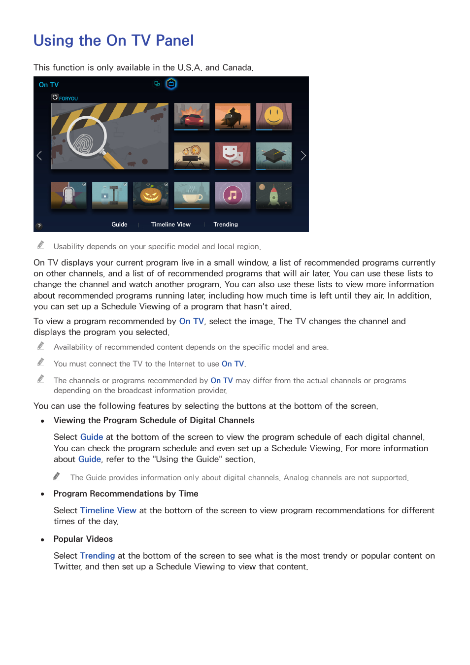 Using the on tv panel | Samsung UN24H4500AFXZA User Manual | Page 54 / 146