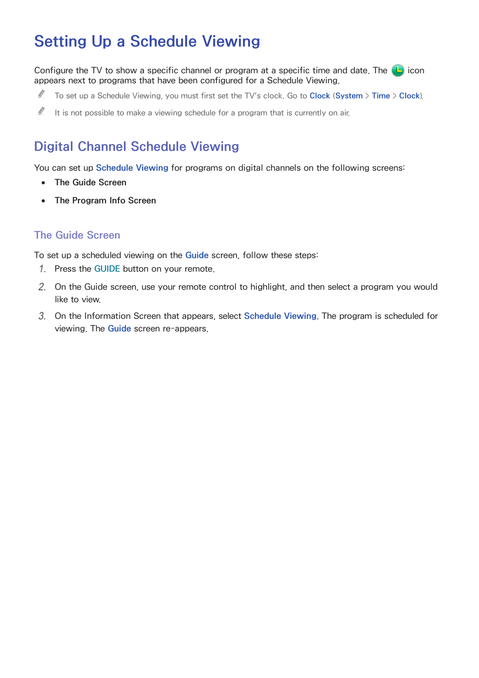 Setting up a schedule viewing, 60 digital channel schedule viewing, Digital channel schedule viewing | Samsung UN24H4500AFXZA User Manual | Page 65 / 146