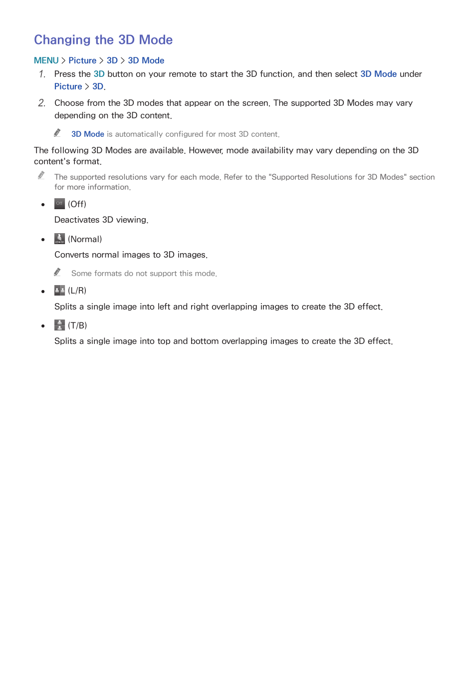 87 changing the 3d mode, Changing the 3d mode | Samsung UN24H4500AFXZA User Manual | Page 92 / 146