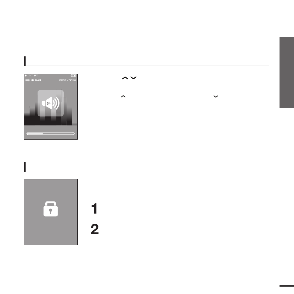 Volume control lock function | Samsung YP-T9JQB-XAA User Manual | Page 13 / 77