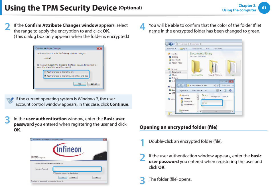 Using the tpm security device | Samsung NP915S3G-K01US User Manual | Page 61 / 118