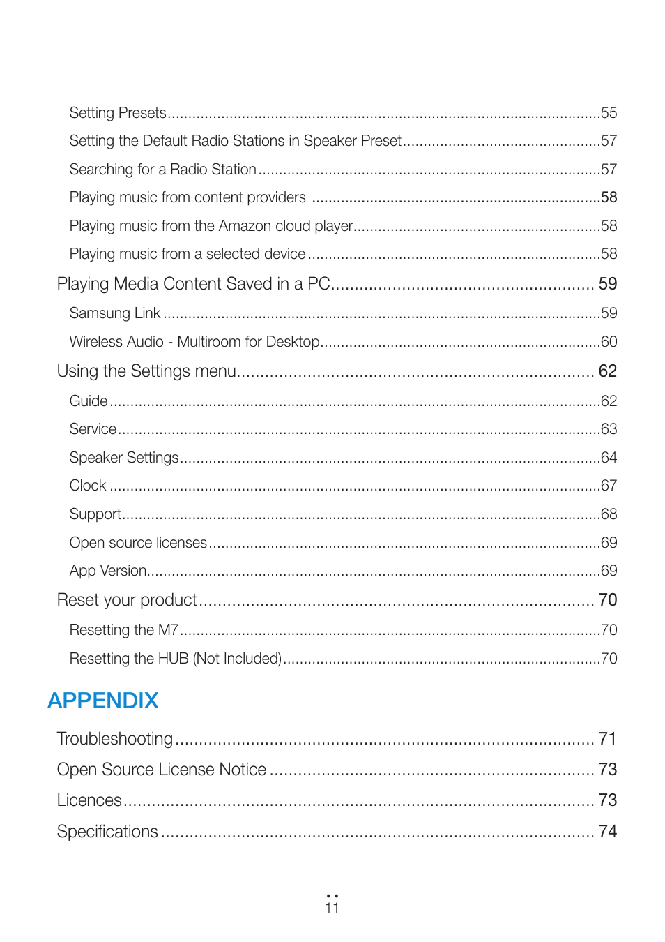 Appendix | Samsung WAM751-ZA User Manual | Page 11 / 78