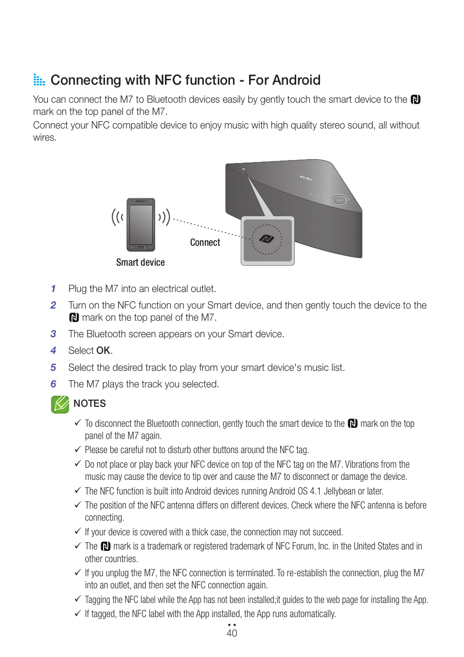 Connecting with nfc function - for android, A connecting with nfc function - for android | Samsung WAM751-ZA User Manual | Page 40 / 78