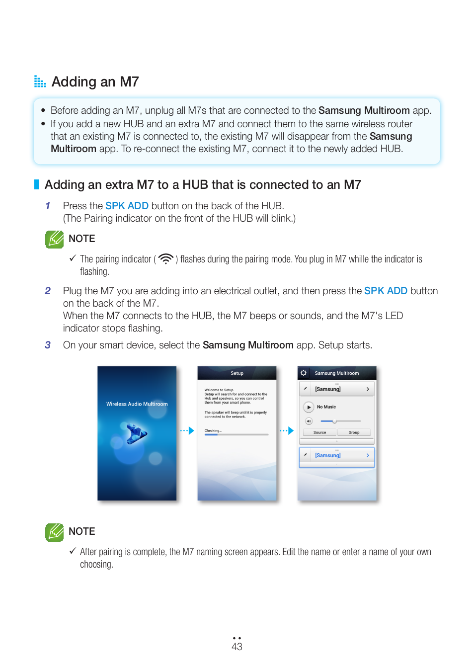 Adding an m7, A adding an m7 | Samsung WAM751-ZA User Manual | Page 43 / 78