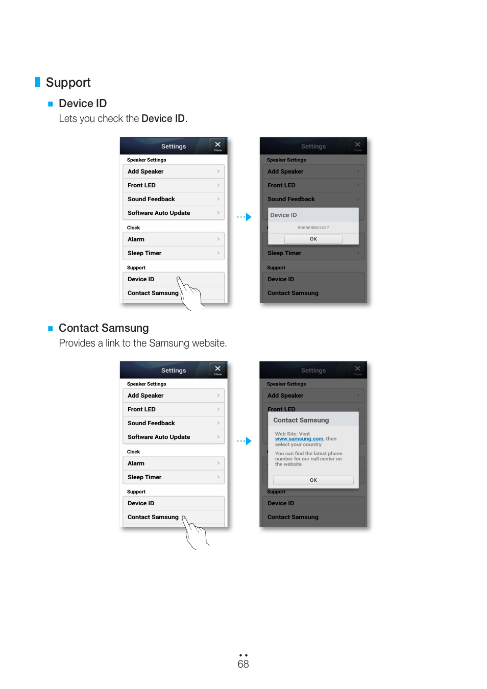 Support | Samsung WAM751-ZA User Manual | Page 68 / 78