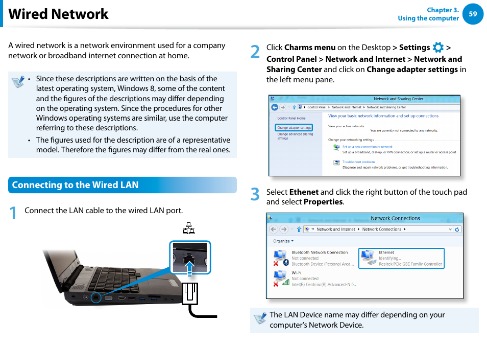 Wired network | Samsung NP700G7C-T01US User Manual | Page 60 / 139