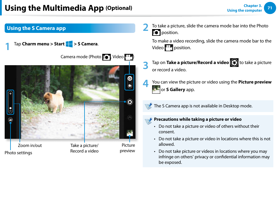 Using the multimedia app, Optional) | Samsung NP700G7C-T01US User Manual | Page 72 / 139