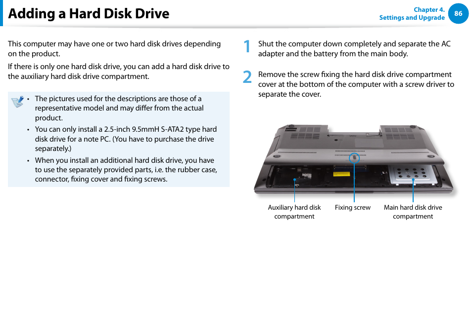 Adding a hard disk drive | Samsung NP700G7C-T01US User Manual | Page 87 / 139