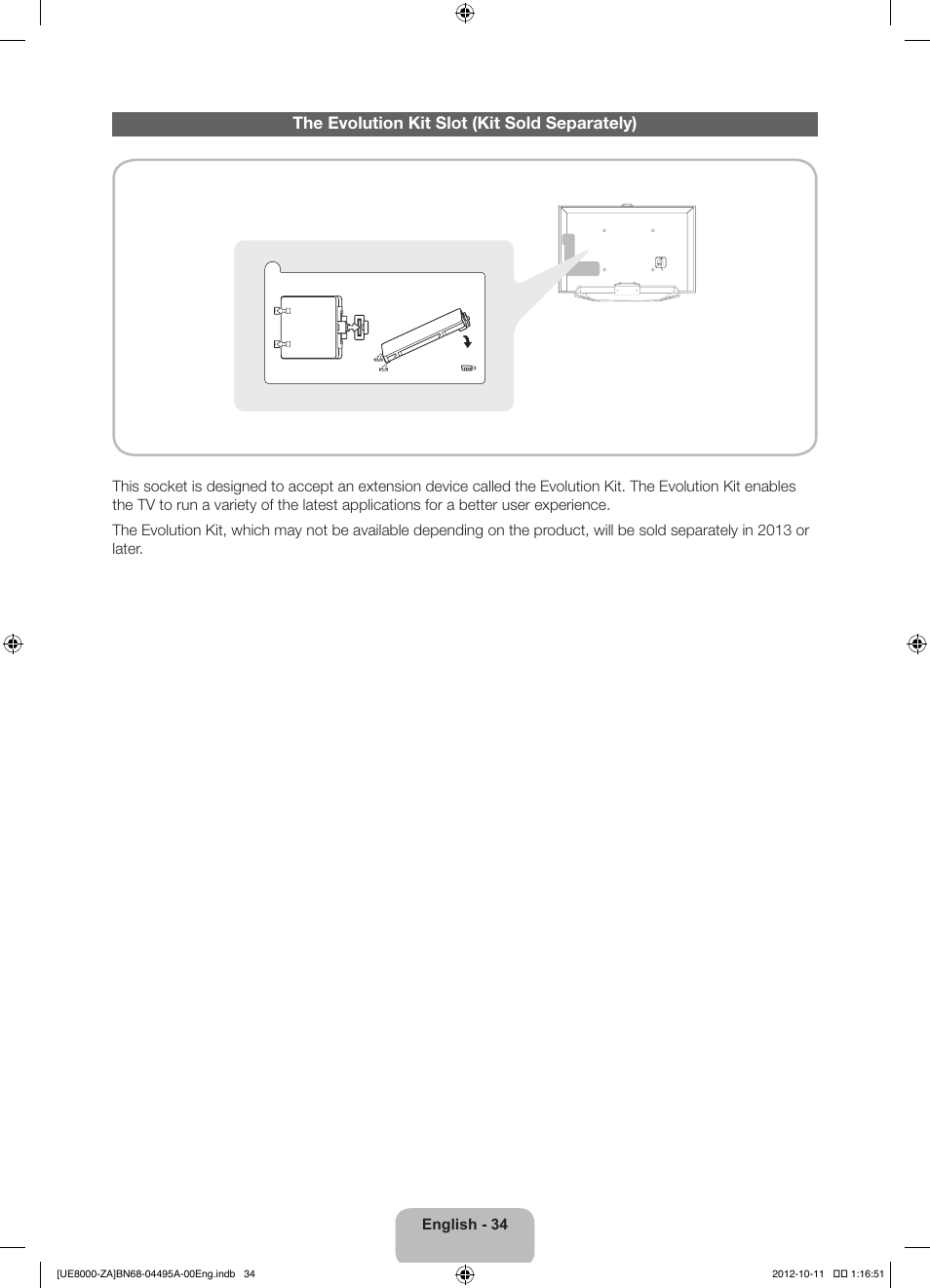 The evolution kit slot (kit sold separately) | Samsung UN55ES8000FXZA User Manual | Page 34 / 63
