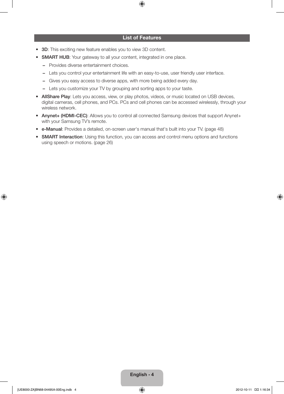 Samsung UN55ES8000FXZA User Manual | Page 4 / 63