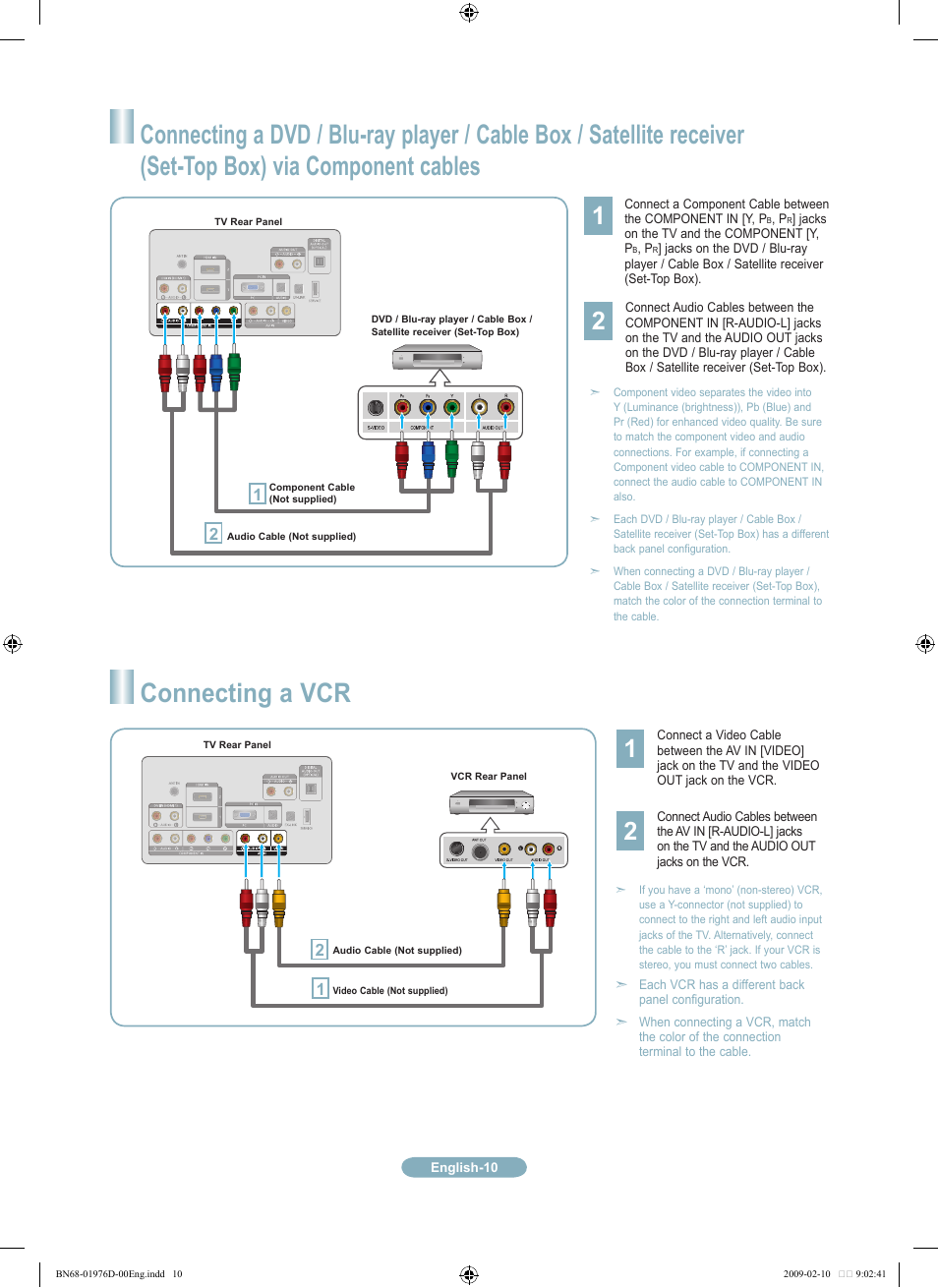 Connecting a vcr | Samsung LN32B360C5DXZX User Manual | Page 10 / 20