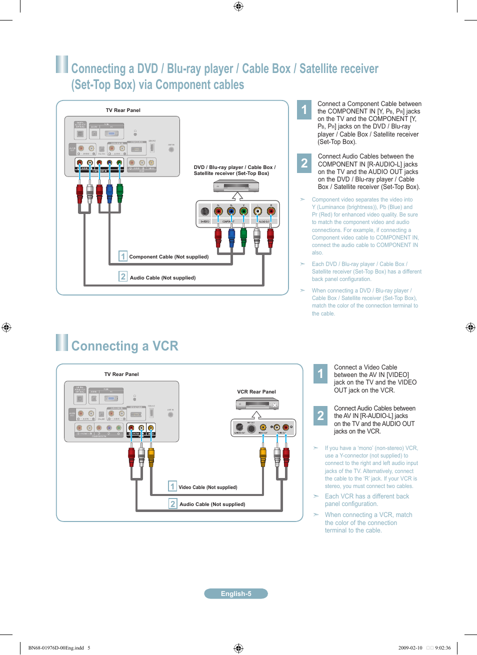 Connecting a vcr | Samsung LN32B360C5DXZX User Manual | Page 5 / 20