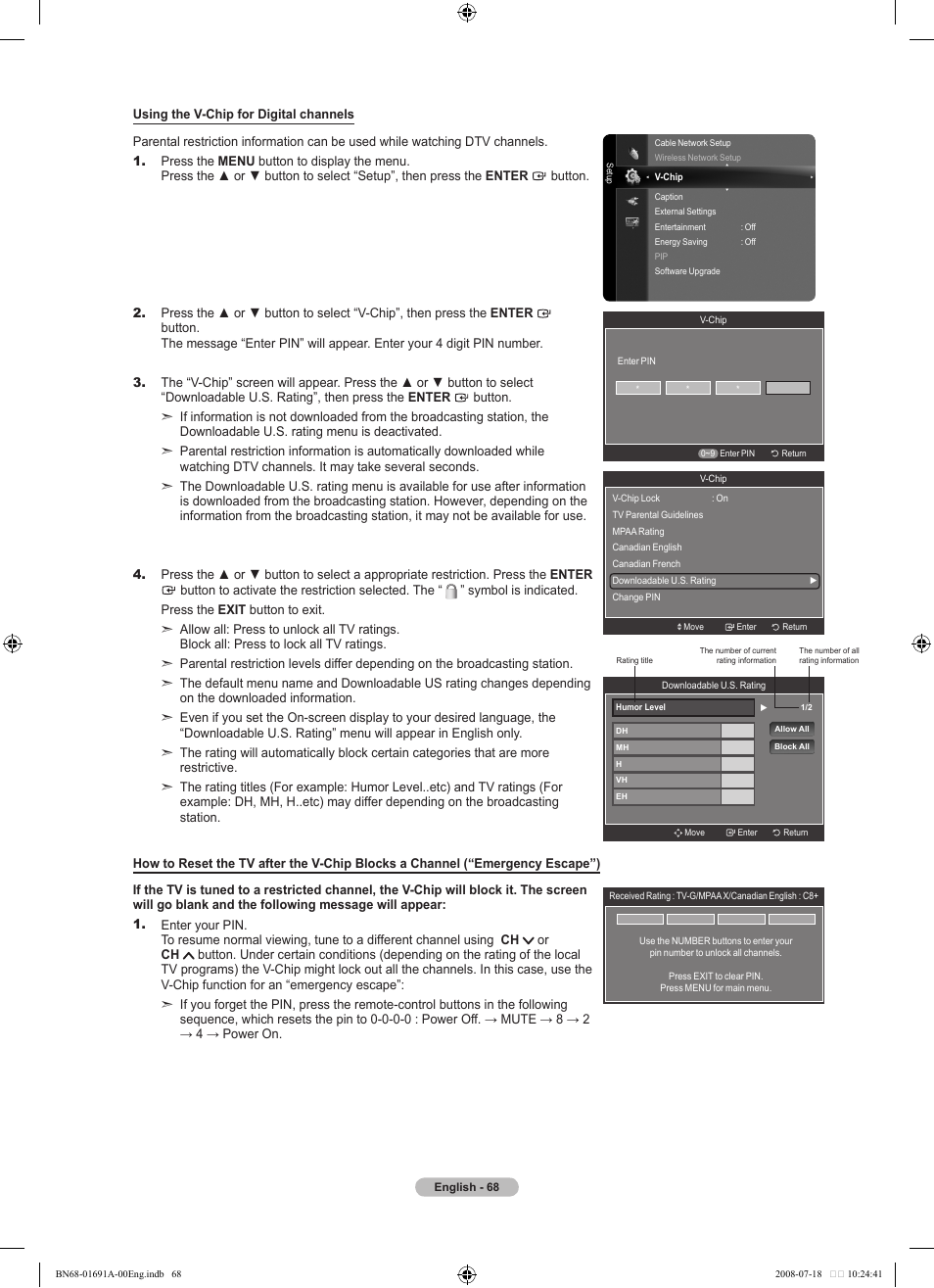 Samsung LN52A860S2FXZA User Manual | Page 70 / 155