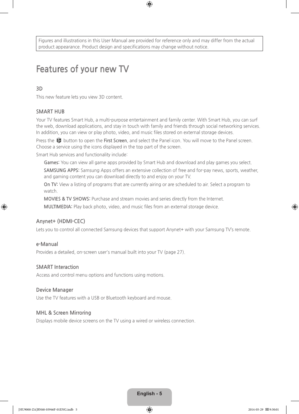 Features of your new tv | Samsung UN78HU9000FXZA User Manual | Page 5 / 43