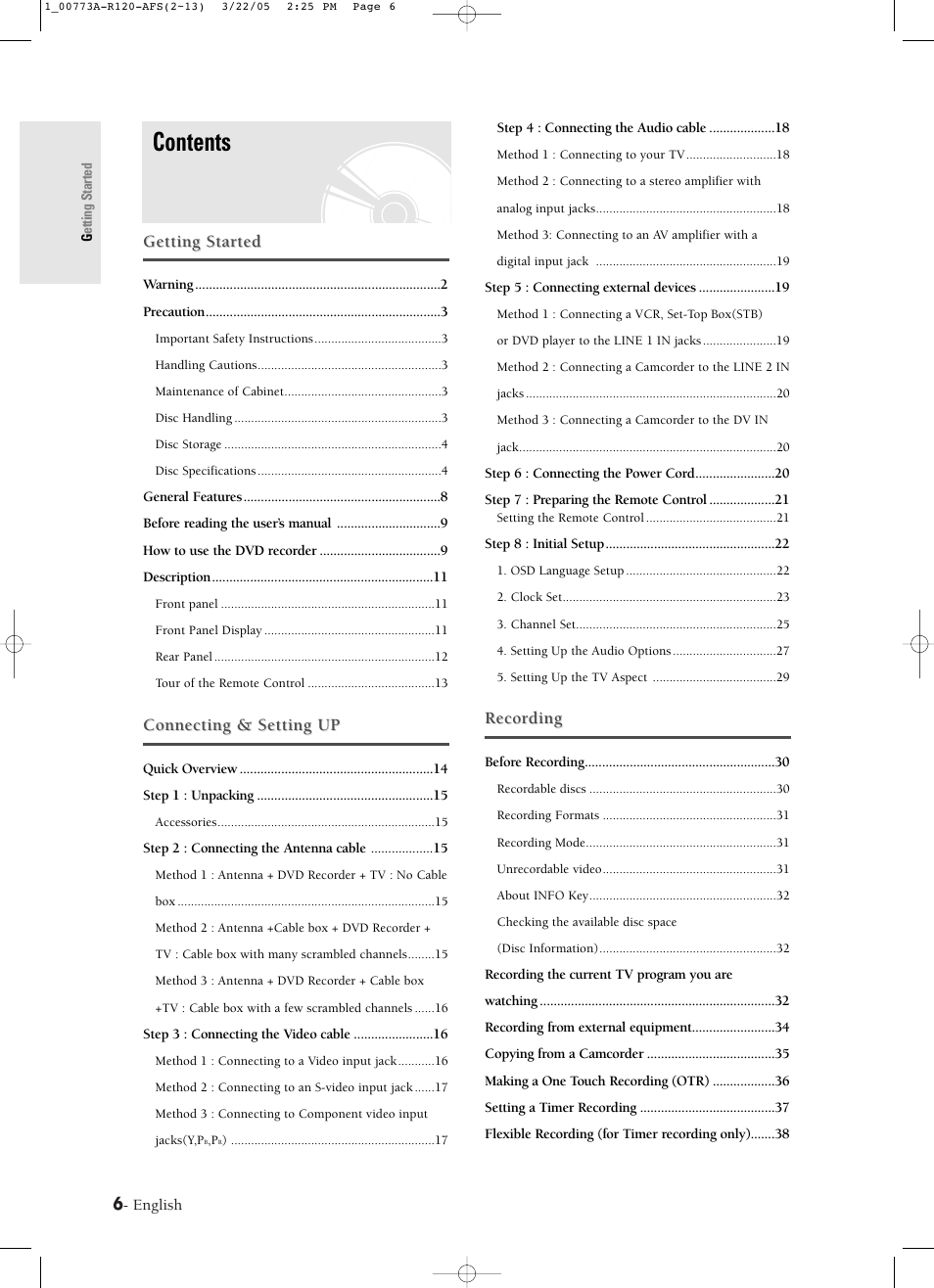 Samsung DVD-R120-XAA User Manual | Page 6 / 89