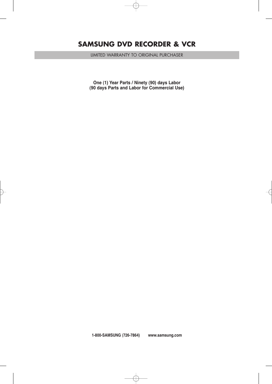 Samsung dvd recorder & vcr | Samsung DVD-VR345-XAA User Manual | Page 107 / 109