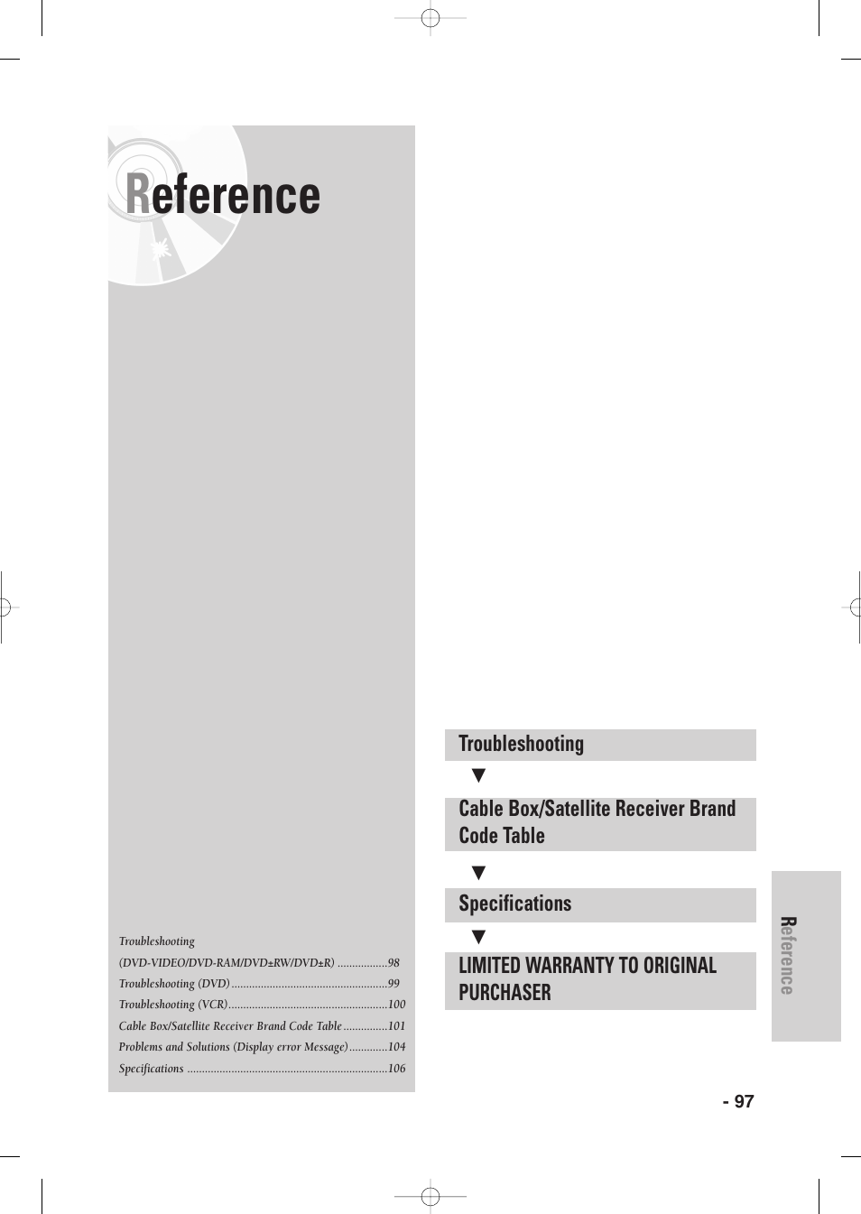 Reference | Samsung DVD-VR345-XAA User Manual | Page 97 / 109