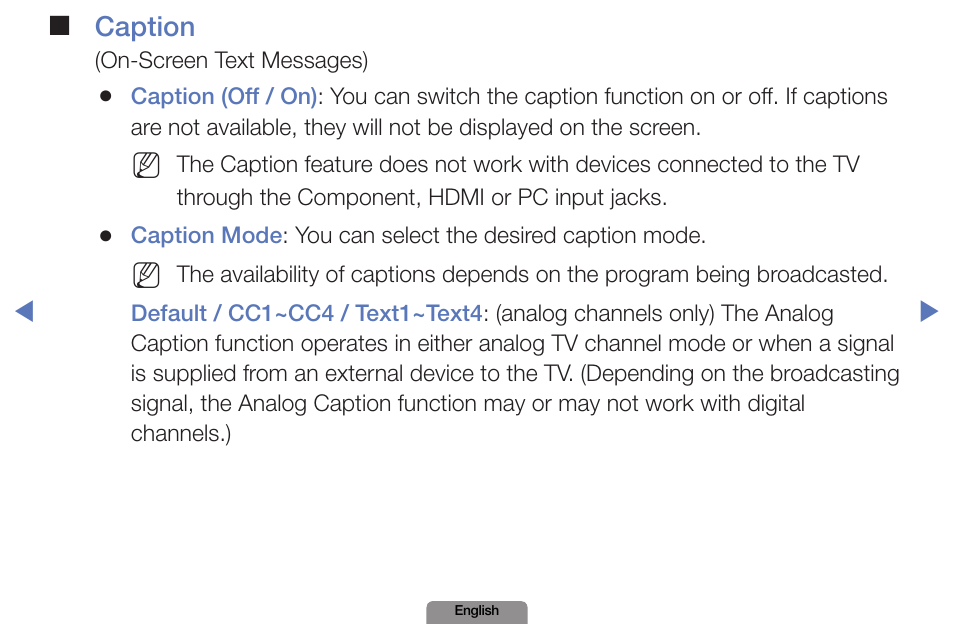 Caption | Samsung LN19D450G1DXZA User Manual | Page 108 / 200