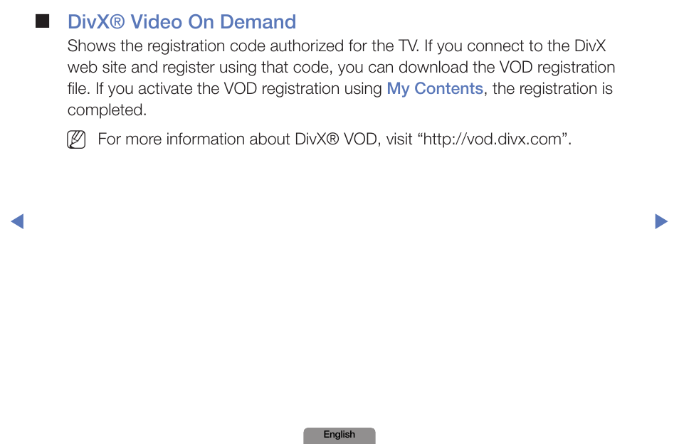 Divx® video on demand | Samsung LN19D450G1DXZA User Manual | Page 117 / 200